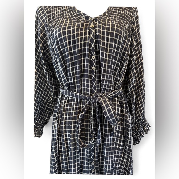 NWT Anthropologie Maeve Navy and White Sara Smocked Shirtdress - Picture 8 of 8